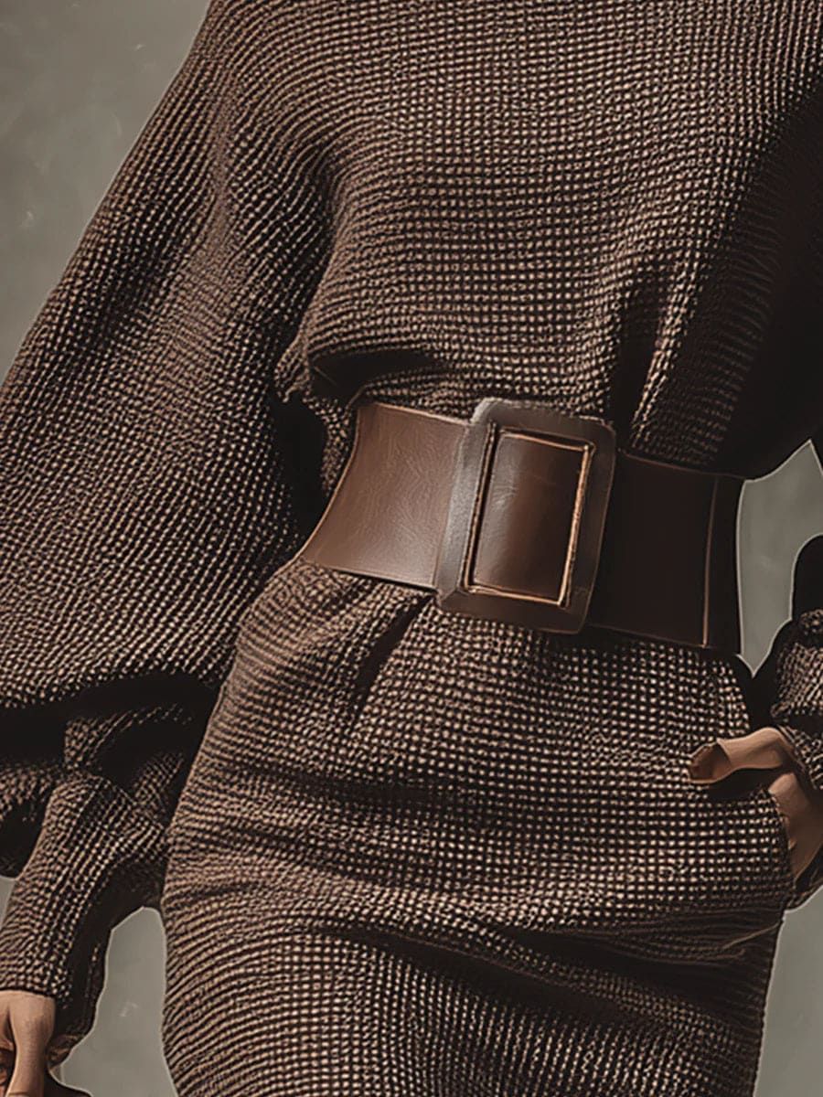 CLÉA | Short Knit Dress with Structured Belt