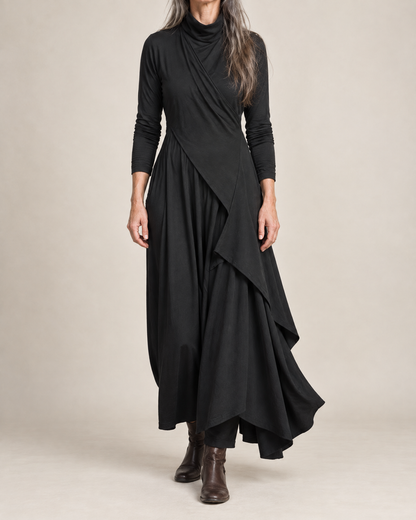 Sylvana | Draped Turtleneck Maxi Dress