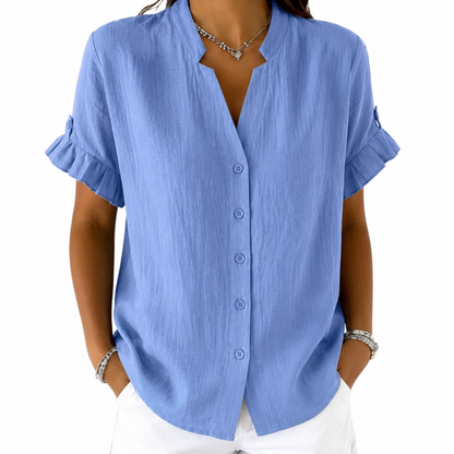 Ellorie™ | Relaxed V-neck Short Sleeve Women’s Shirt