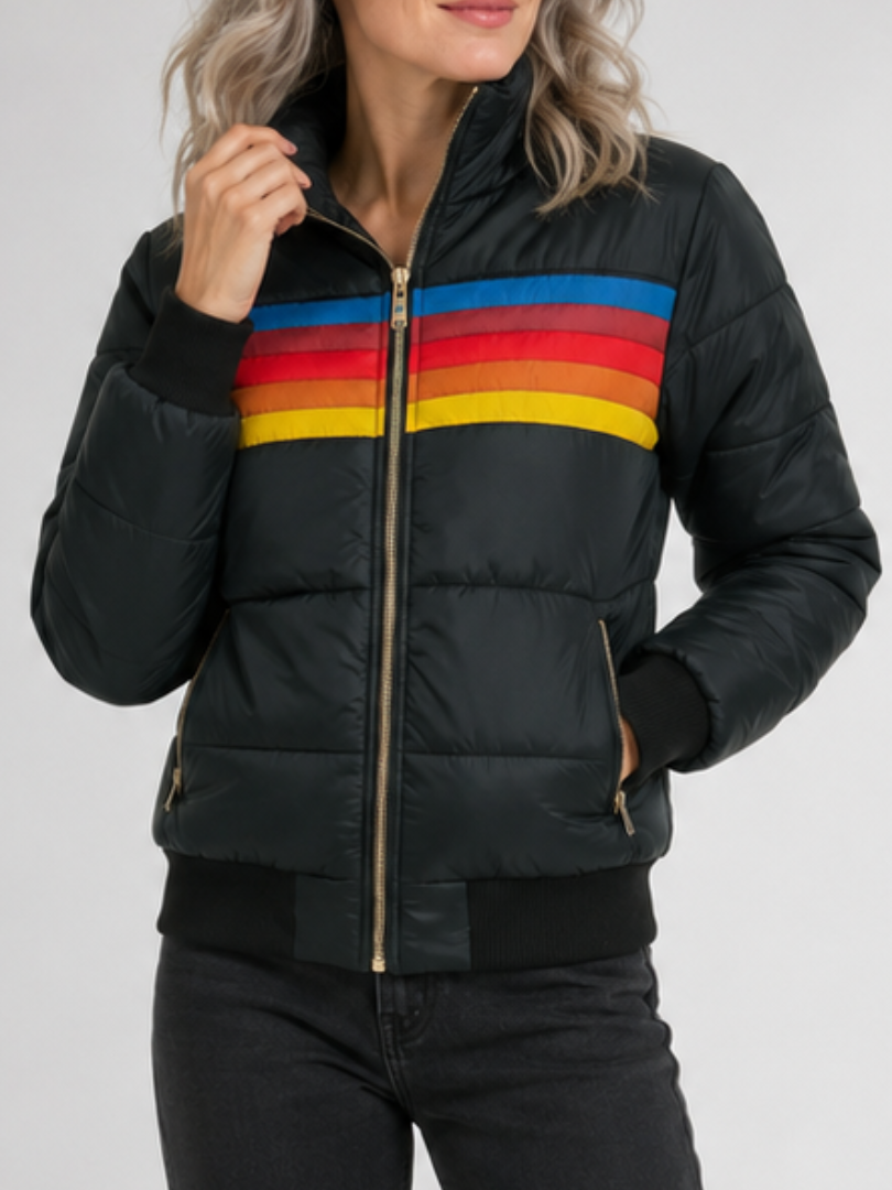 Serivia™ | Retro Padded Zip Front Jacket
