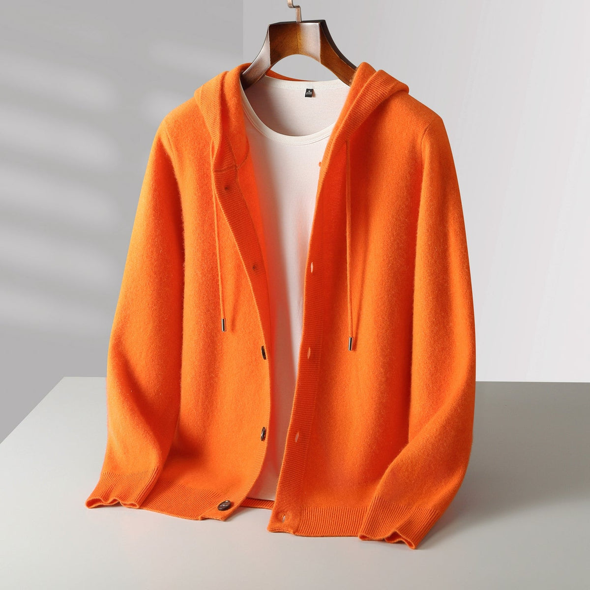Mavoni Wool Hooded Button-Up Cardigan