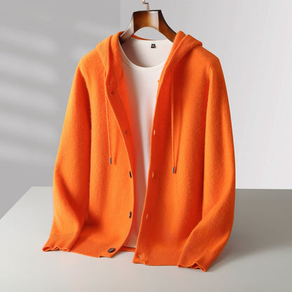 Mavoni Wool Hooded Button-Up Cardigan