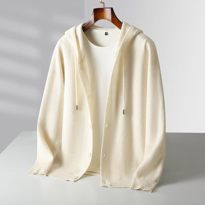 Mavoni Wool Hooded Button-Up Cardigan
