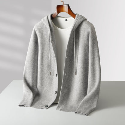 Mavoni Wool Hooded Button-Up Cardigan