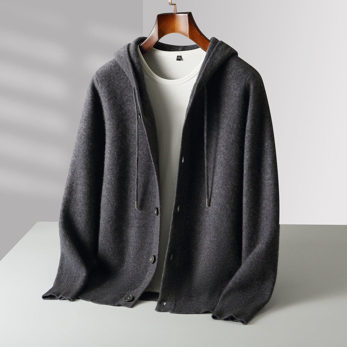 Mavoni Wool Hooded Button-Up Cardigan