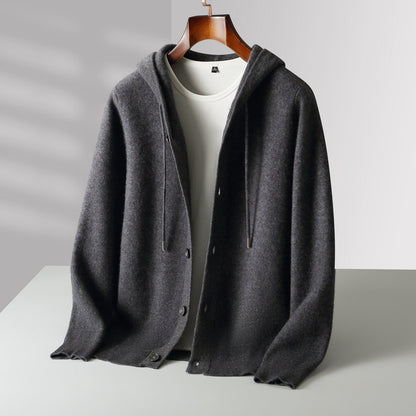 Mavoni Wool Hooded Button-Up Cardigan