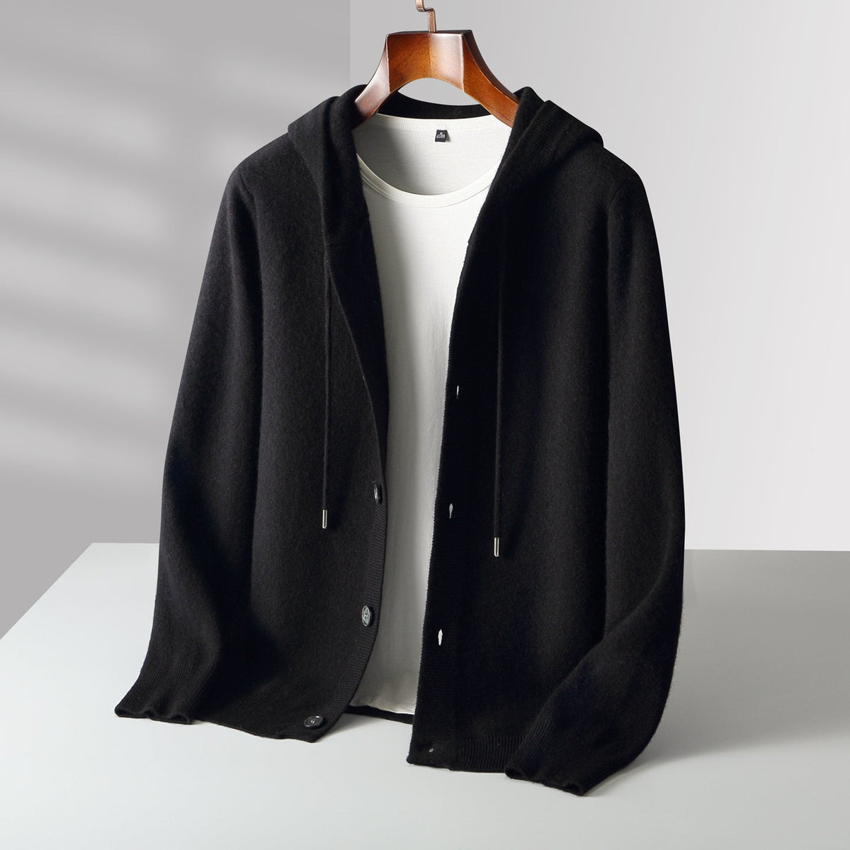 Mavoni Wool Hooded Button-Up Cardigan