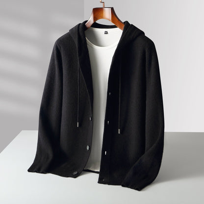 Mavoni Wool Hooded Button-Up Cardigan