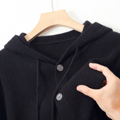 Mavoni Wool Hooded Button-Up Cardigan