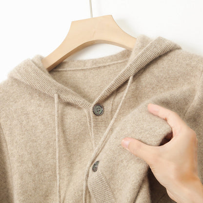 Mavoni Wool Hooded Button-Up Cardigan