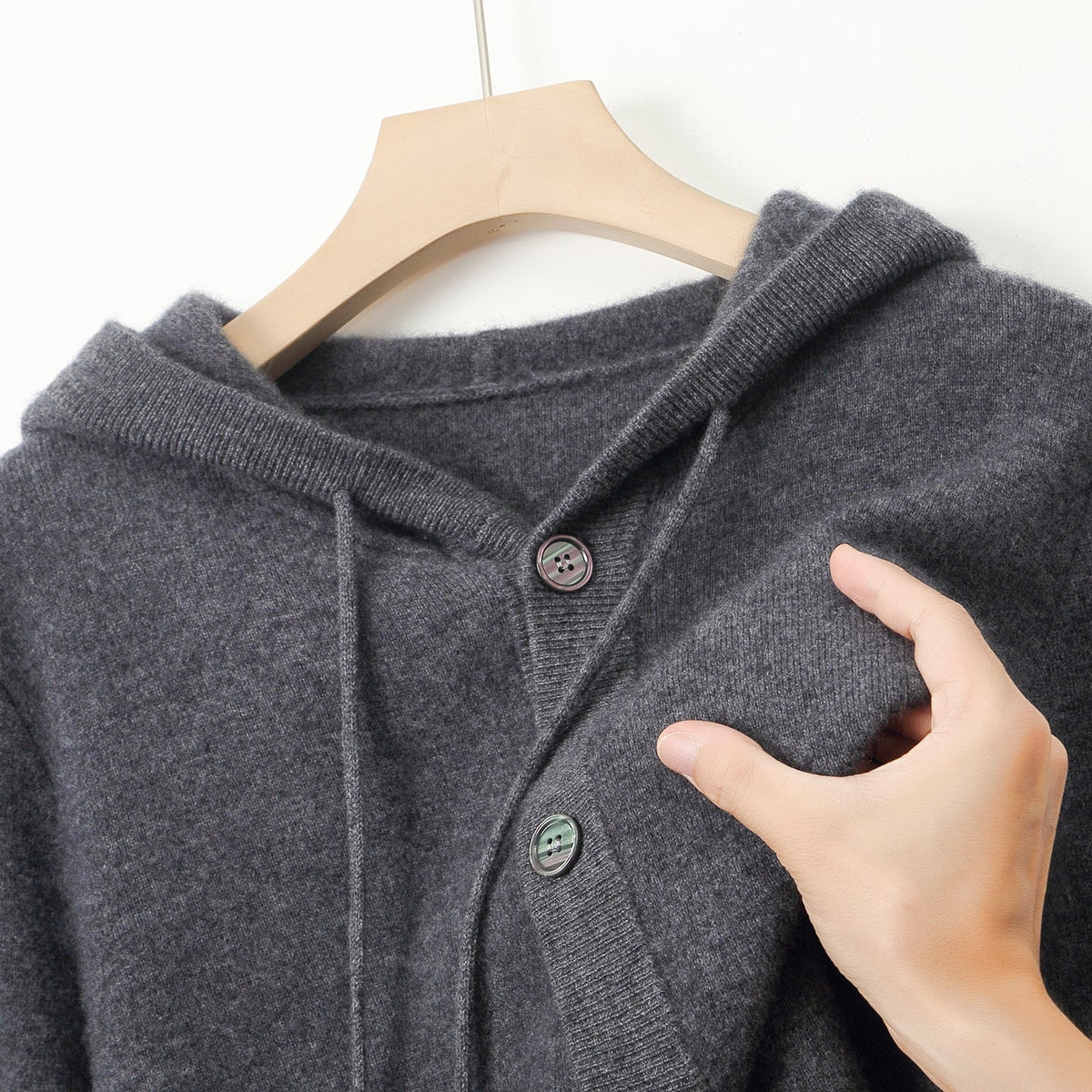 Mavoni Wool Hooded Button-Up Cardigan