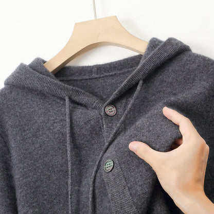Mavoni Wool Hooded Button-Up Cardigan