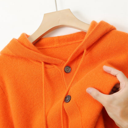 Mavoni Wool Hooded Button-Up Cardigan