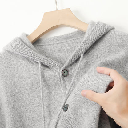 Mavoni Wool Hooded Button-Up Cardigan