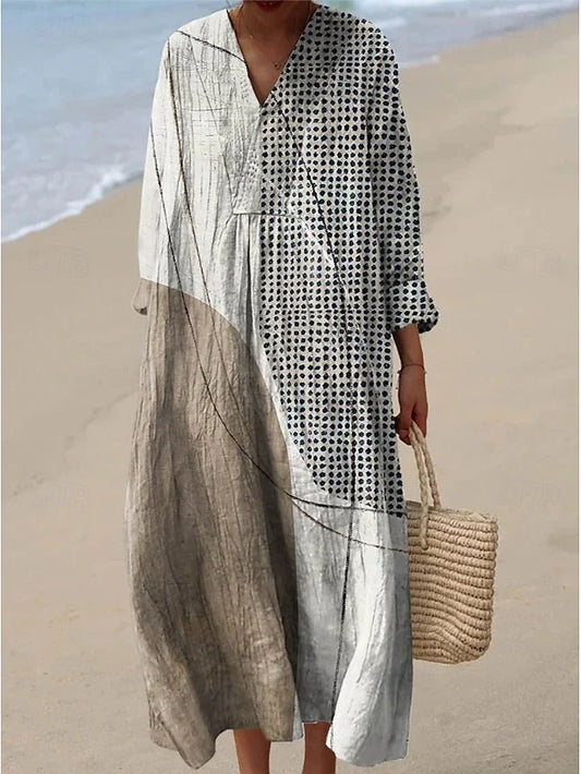 Victoria™ | Women's V-neck Long Sleeves Midi Dress